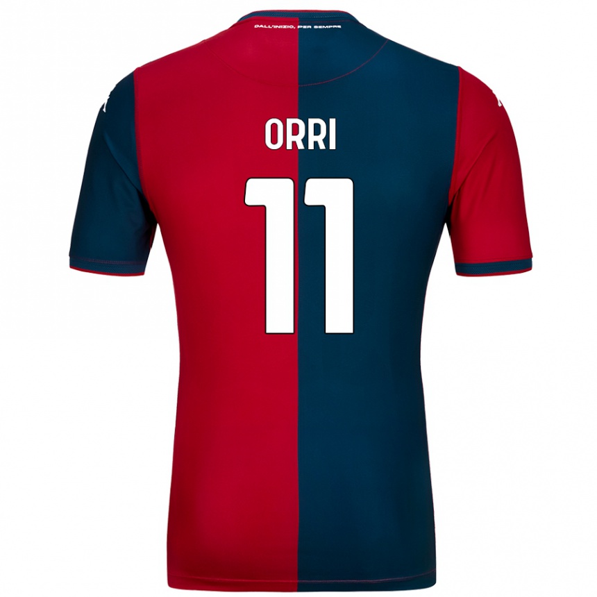 Men Football Ágúst Orri Thorsteinsson #11 Red Dark Blue Home Jersey 2024/25 T-Shirt