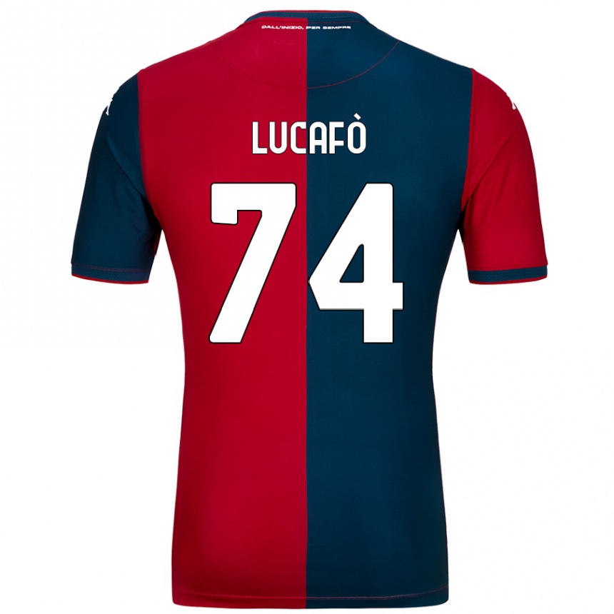 Men Football Sara Lucafò #74 Red Dark Blue Home Jersey 2024/25 T-Shirt