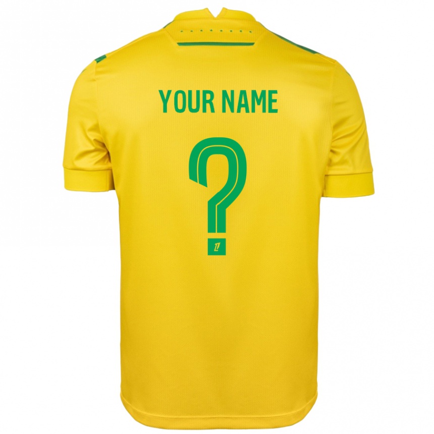 Men Football Your Name #0 Yellow Green Home Jersey 2024/25 T-Shirt