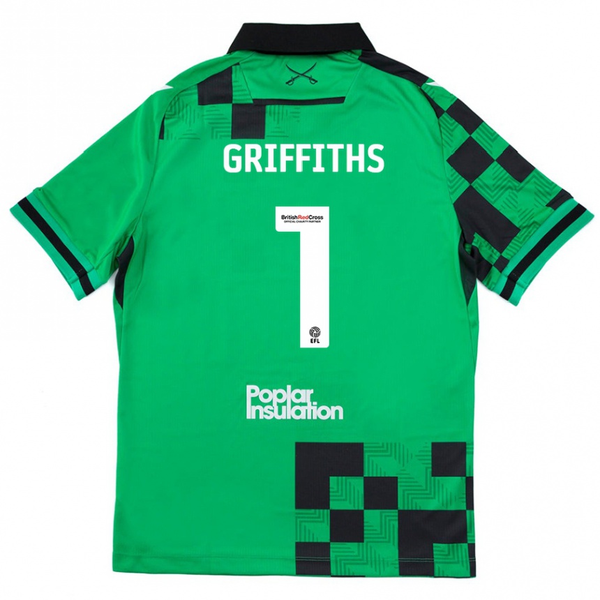 Men Football Josh Griffiths #1 Green Black Away Jersey 2024/25 T-Shirt