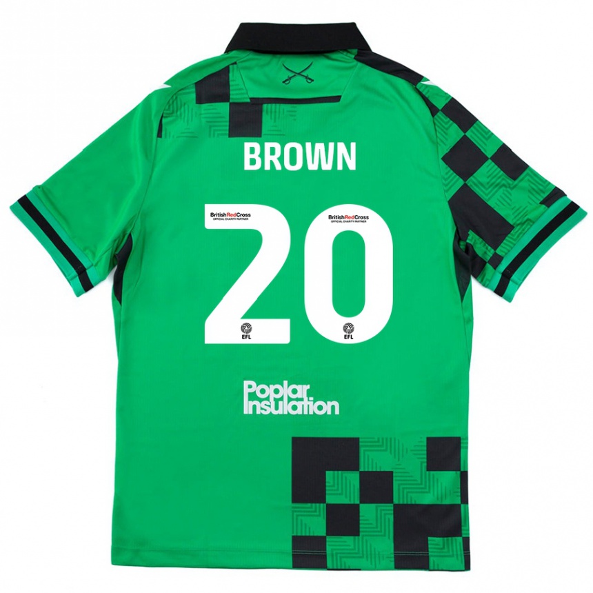 Men Football Jevani Brown #20 Green Black Away Jersey 2024/25 T-Shirt