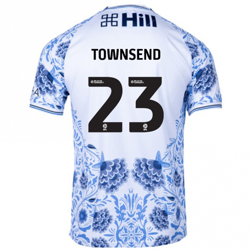 Men Football Eleanor Townsend #23 White Blue Away Jersey 2024/25 T-Shirt