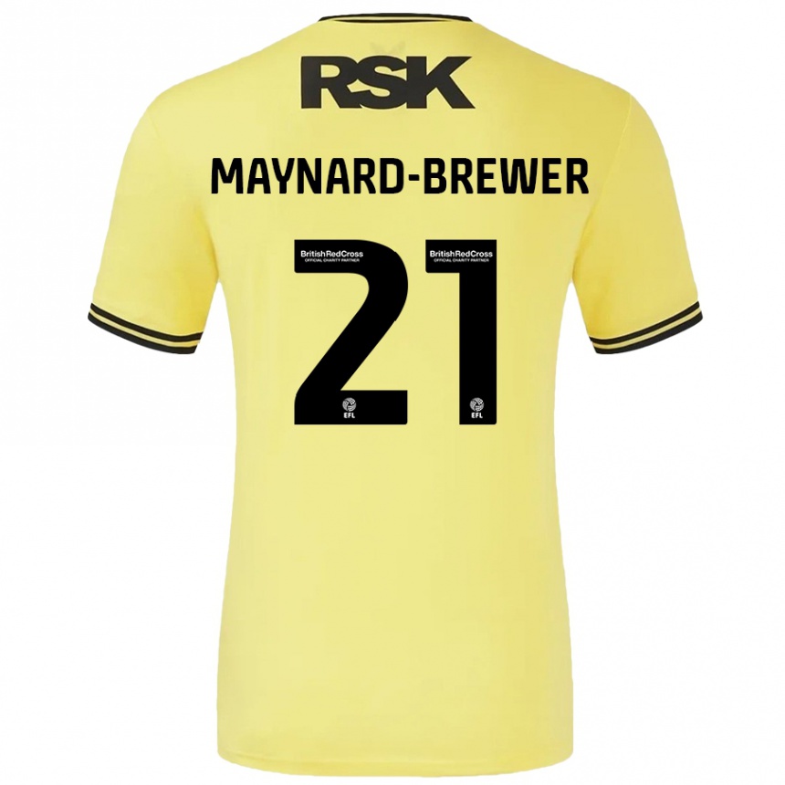 Men Football Ashley Maynard-Brewer #21 Yellow Black Away Jersey 2024/25 T-Shirt