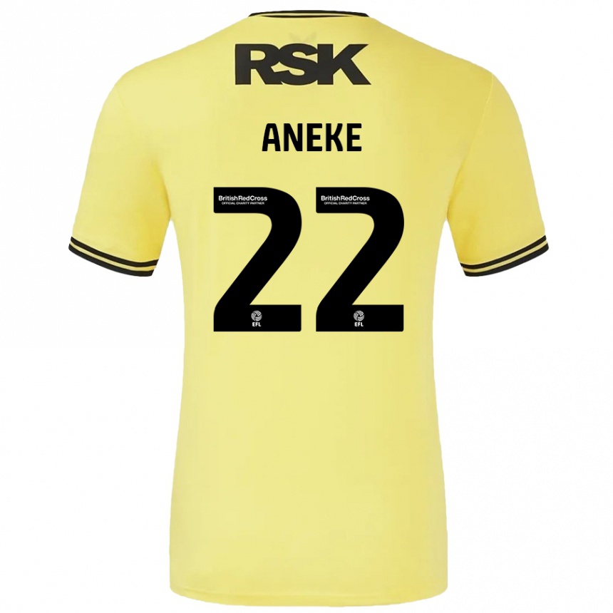 Men Football Chuks Aneke #22 Yellow Black Away Jersey 2024/25 T-Shirt