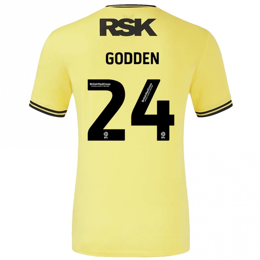 Men Football Matt Godden #24 Yellow Black Away Jersey 2024/25 T-Shirt