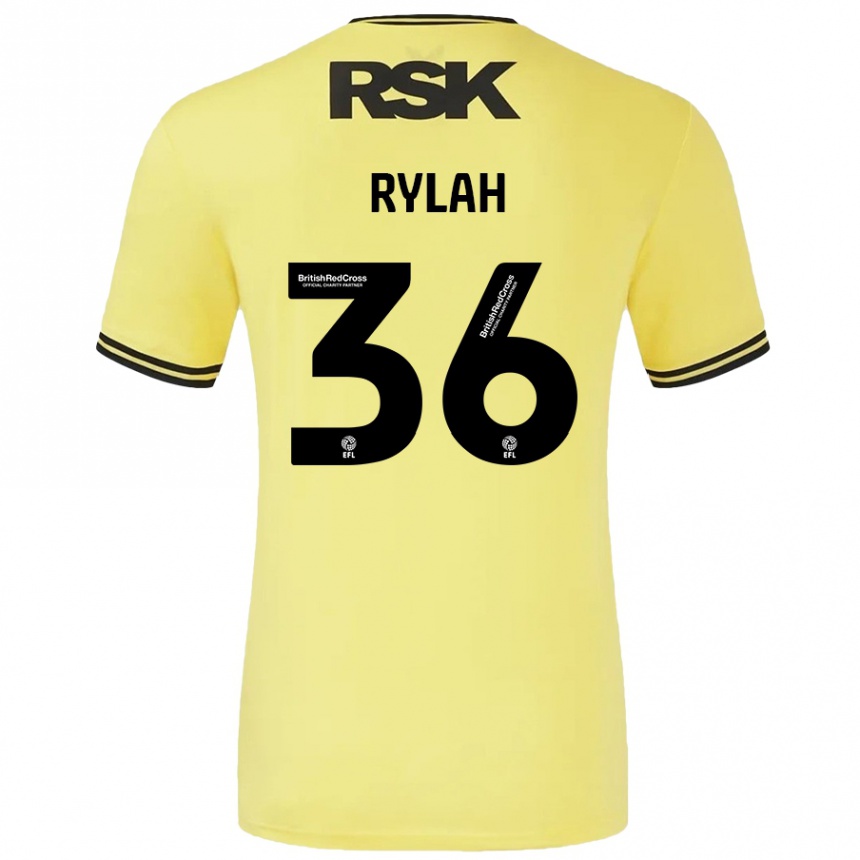 Men Football Henry Rylah #36 Yellow Black Away Jersey 2024/25 T-Shirt