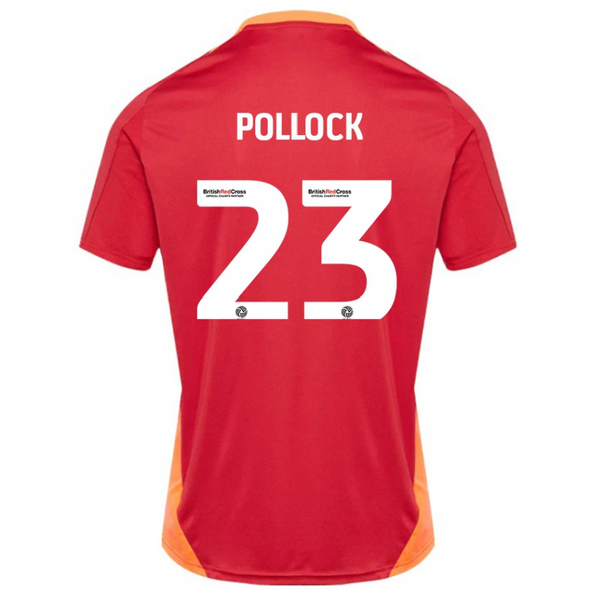 Men Football Amber Pollock #23 Blue Off White Away Jersey 2024/25 T-Shirt