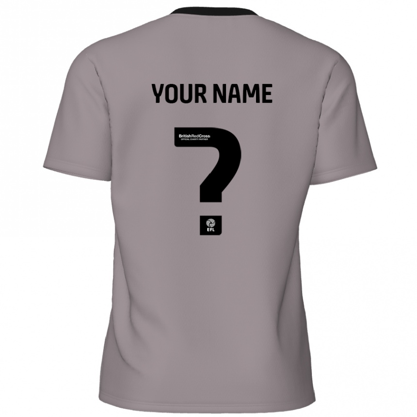 Men Football Your Name #0 Grey Away Jersey 2024/25 T-Shirt