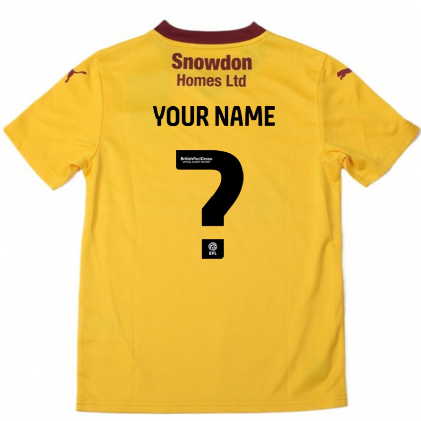 Men Football Your Name #0 Orange  Burgundy Away Jersey 2024/25 T-Shirt