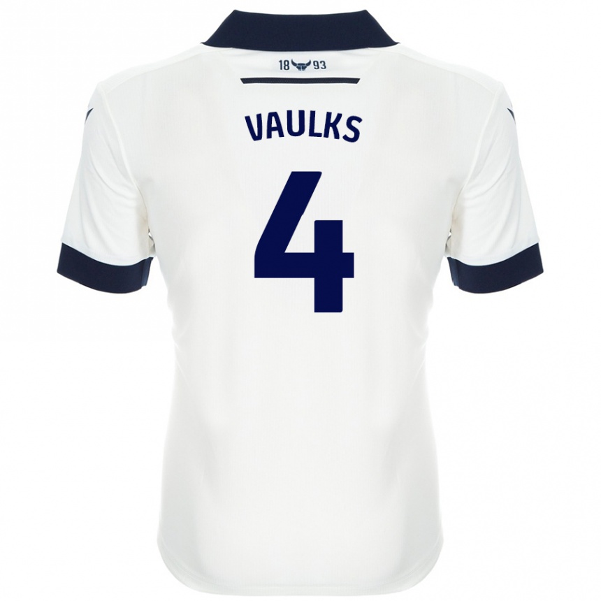 Men Football Will Vaulks #4 White Navy Blue Away Jersey 2024/25 T-Shirt