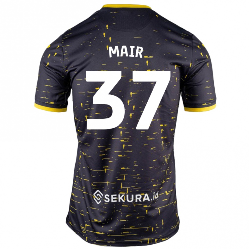 Men Football Archie Mair #37 Black Yellow Away Jersey 2024/25 T-Shirt