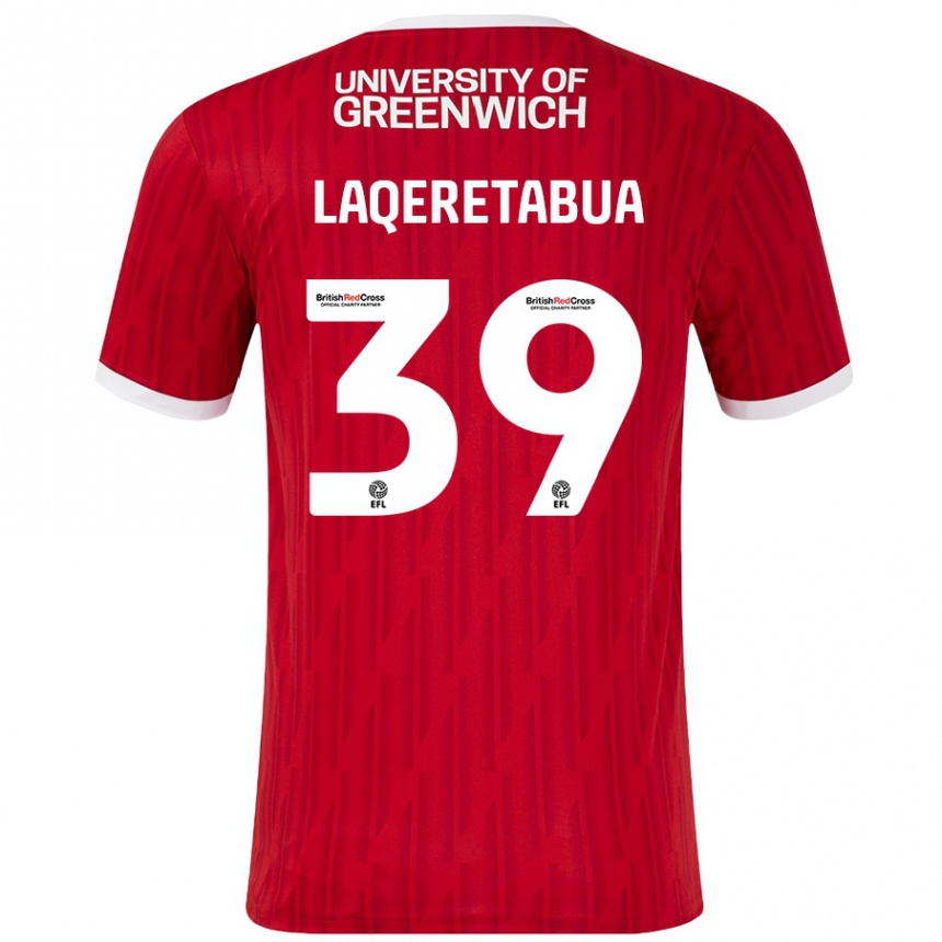 Women Football Josh Laqeretabua #39 Red White Home Jersey 2024/25 T-Shirt