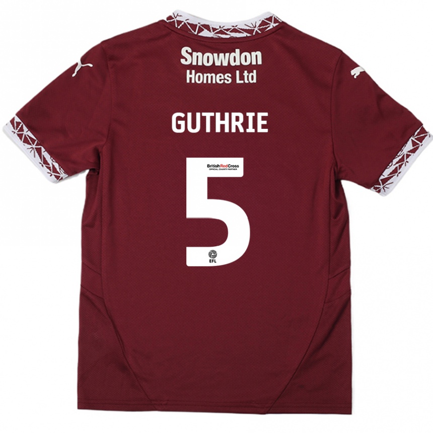 Women Football Jon Guthrie #5 Burgundy Home Jersey 2024/25 T-Shirt