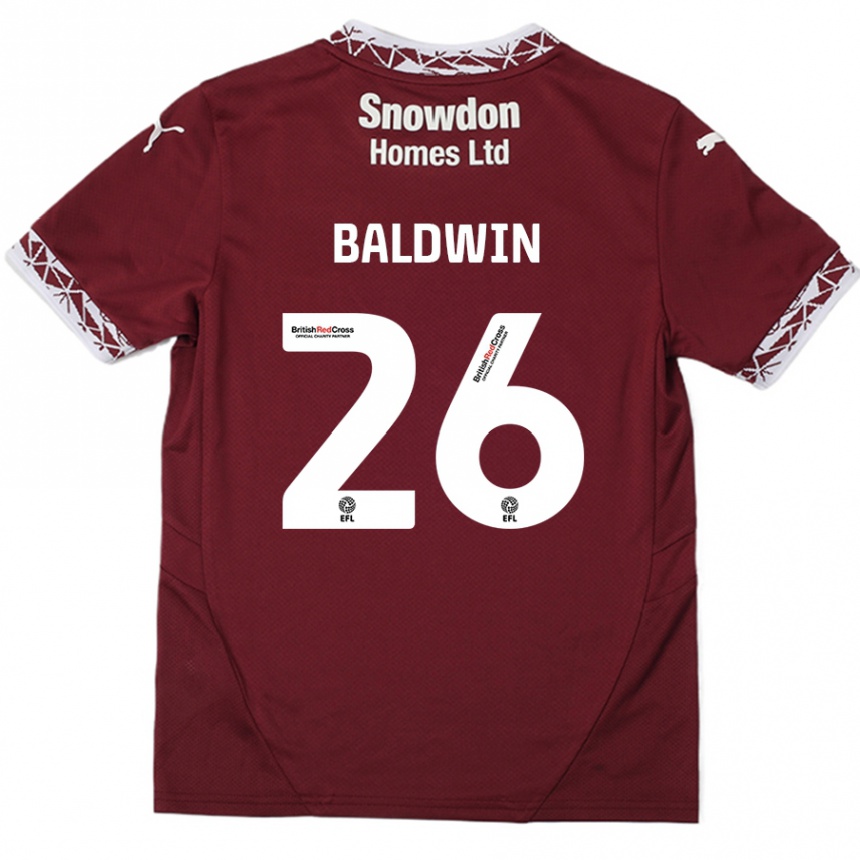 Women Football Jack Baldwin #26 Burgundy Home Jersey 2024/25 T-Shirt