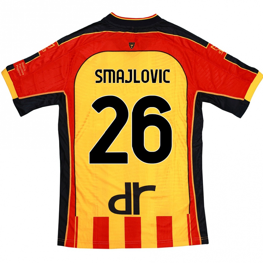 Women Football Zinedin Smajlovic #26 Yellow Red Home Jersey 2024/25 T-Shirt