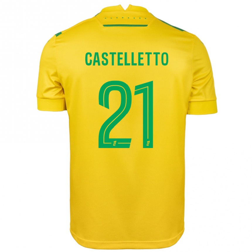 Women Football Jean-Charles Castelletto #21 Yellow Green Home Jersey 2024/25 T-Shirt