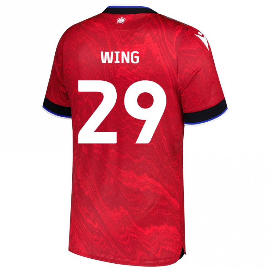 Women Football Lewis Wing #29 Red Black Away Jersey 2024/25 T-Shirt