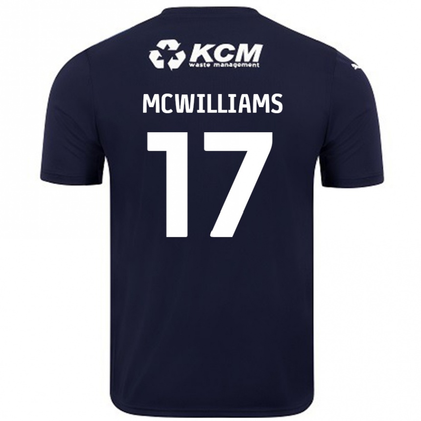 Women Football Shaun Mcwilliams #17 Navy Blue Away Jersey 2024/25 T-Shirt