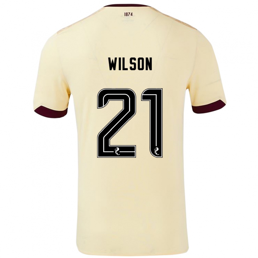 Women Football James Wilson #21 Cream Burgundy Away Jersey 2024/25 T-Shirt